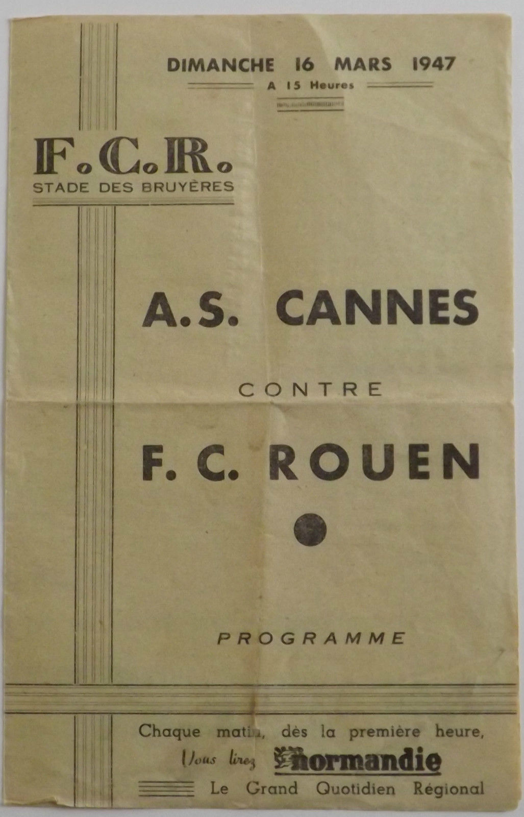 Programme-FCR-Cannes-mars1947